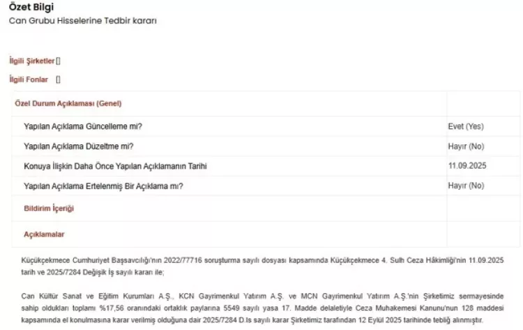 Tekfen Holding’in yüzde 17,56’lık hissesine el konuldu 2