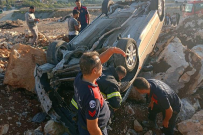 Takla atan aracın sürücüsü yaralandı