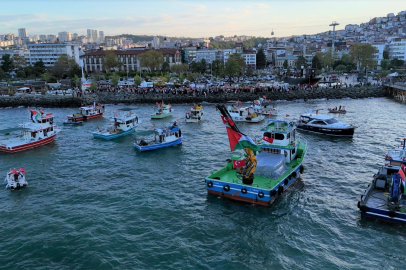 Ordu'da ‘Sumud Filosu'na denizden ve karadan destek
