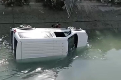 Adana’da hafif ticari araç sulama kanalına uçtu