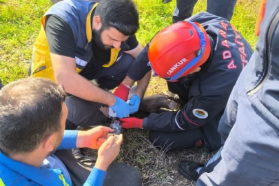 Ayağı motorlu testereye sıkışan kişiyi itfaiye ekipleri kurtardı