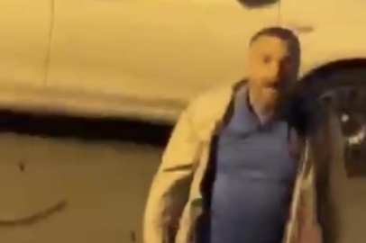 Ümraniye'de eşinin ve komşusunun otomobiline sopayla zarar veren kişi kamerada