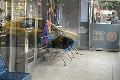 Adana’da durakta yatan evsiz adam vatandaşları tedirgin ediyor