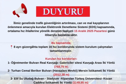 Adana'da EDS’de yeni dönem: Trafikte ortalama hız denetimleri başlıyor