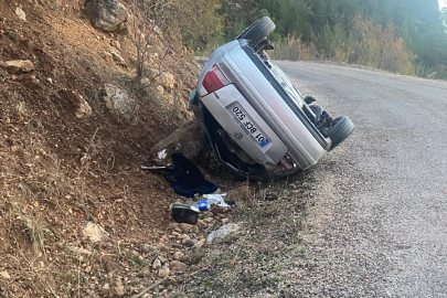Feke’de korkutan kaza: Otomobil takla attı, 2 kişi yaralandı