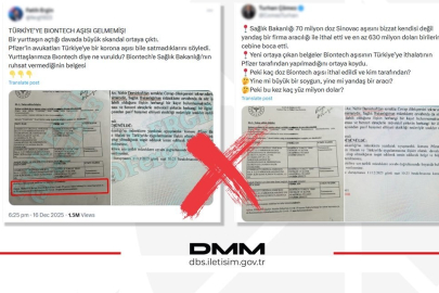  DMM'den "Türkiye’ye BioNTech aşısı gelmedi" iddialarına yalanlama