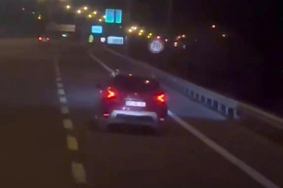Hatay-Adana otobanında tehlikeli sürücü kameraya yakalandı