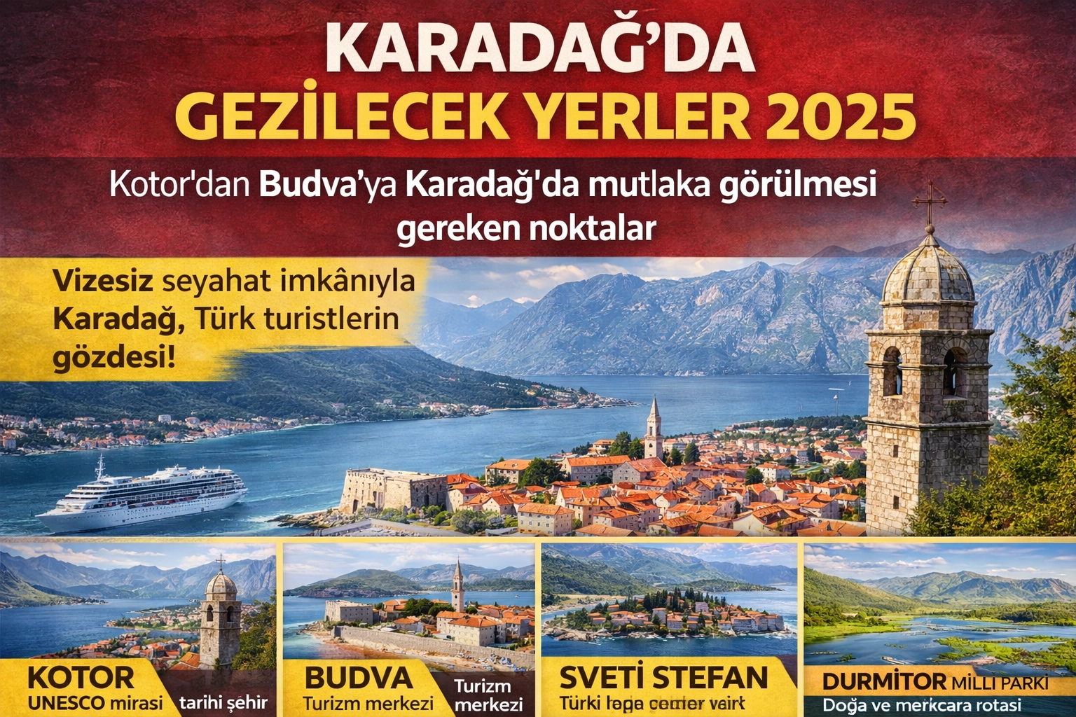 Karadağ’da gezilecek yerler 2025: Kotor’dan Budva’ya Karadağ’da mutlaka görülmesi gereken noktalar