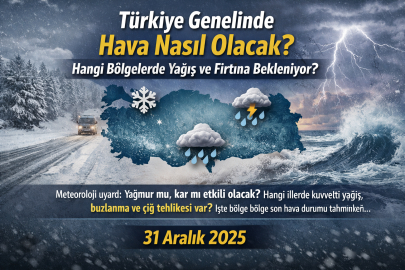 31 ARALIK 2025 TÜRKİYE GENELİNDE HAVA NASIL OLACAK? HANGİ BÖLGELERDE YAĞIŞ VE FIRTINA BEKLENİYOR?
