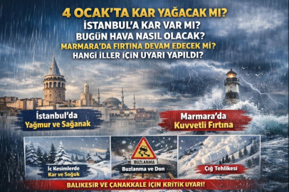 4 OCAK PAZAR HAVA NASIL OLACAK? İSTANBUL’A KAR YAĞACAK MI? METEOROLOJİ’DEN FIRTINA UYARISI
