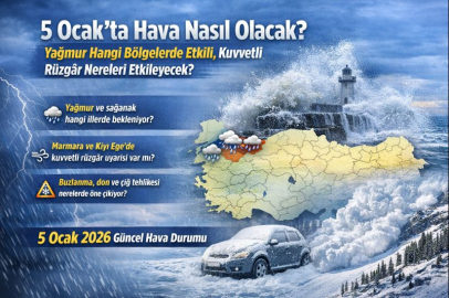 5 OCAK PAZARTESİ HAVA NASIL OLACAK? YAĞMUR HANGİ BÖLGELERDE ETKİLİ, KUVVETLİ RÜZGÂR NERELERİ ETKİLEYECEK?