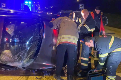 Hatay Defne’de vidanjöre çarpan otomobil takla attı: 1 yaralı