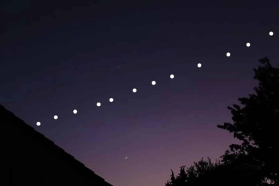 SpaceX’in Starlink uyduları Hakkari semalarında tek sıra halinde görüldü