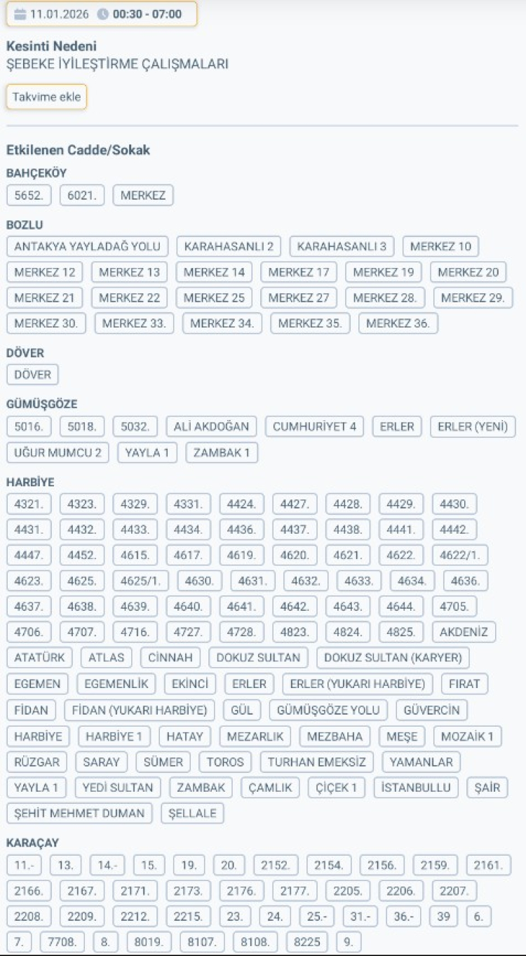 HATAY SAMANDAĞ'DA ELEKTRİK KESİNTİSİ