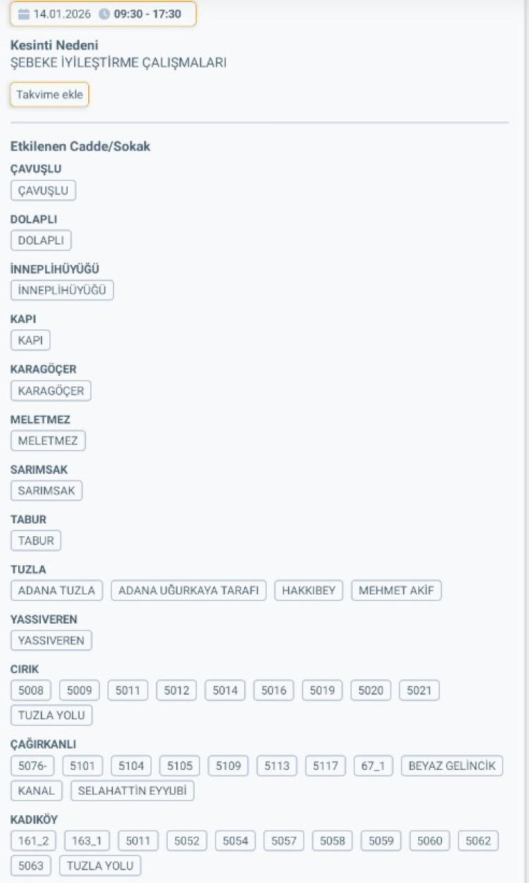 ADANA YÜREĞİR'DE ELEKTRİK KESİNTİSİ