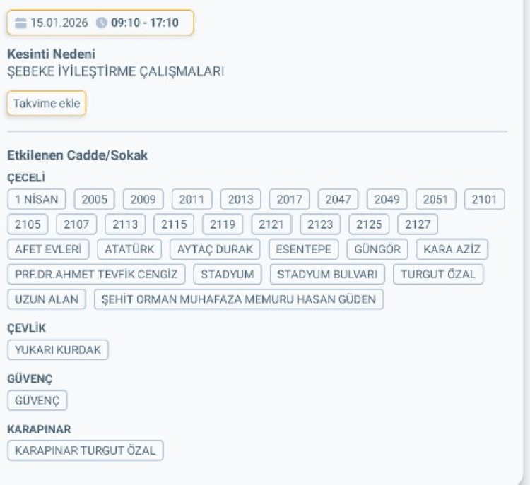 ADANA KARAİSALI'DA ELEKTRİK KESİNTİSİ