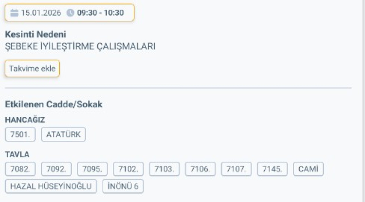 HATAY DEFNE'DE ELEKTRİK KESİNTİSİ