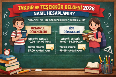 TAKDİR VE TEŞEKKÜR BELGESİ 2026 NASIL HESAPLANIR? ORTAOKUL VE LİSE ÖĞRENCİLERİ KAÇ PUANLA ALIR?