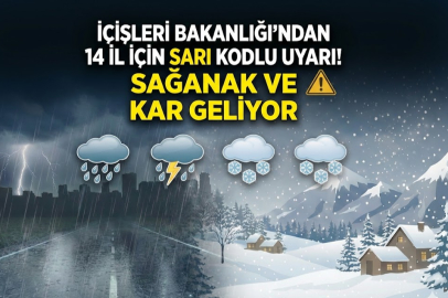 İçişleri Bakanlığı 14 il için sarı kodlu uyarı yaptı! Sağanak ve kar geliyor
