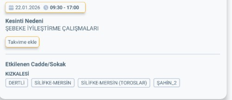 MERSİN ERDEMLİ'DE ELEKTRİK KESİNTİSİ