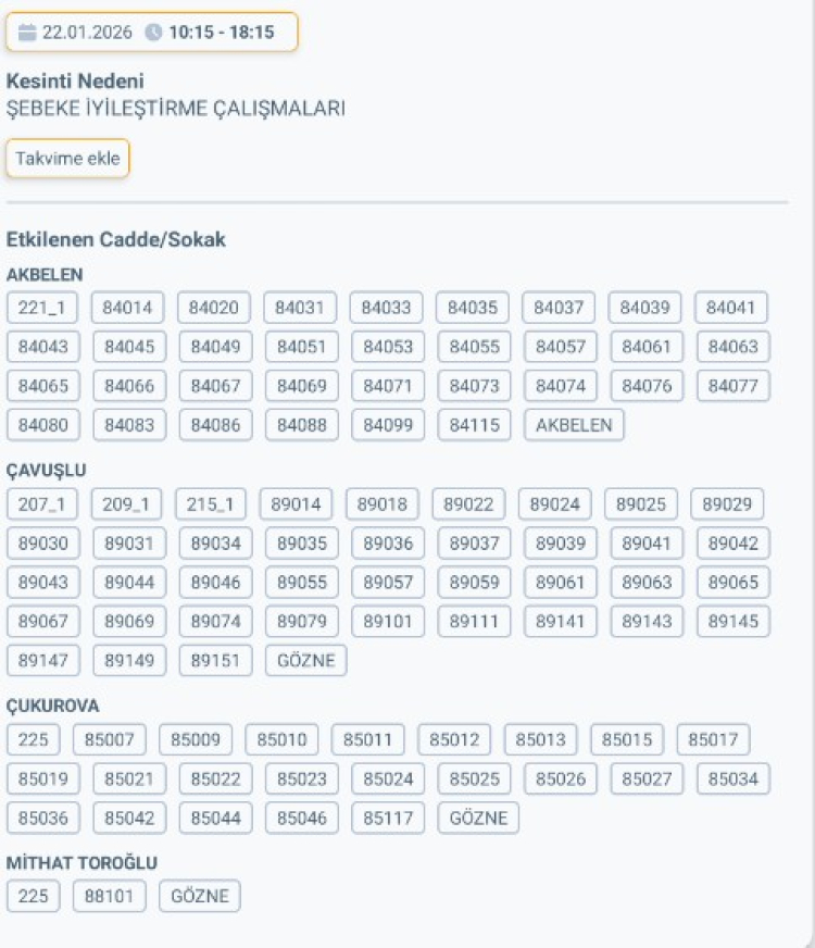 MERSİN TOROSLAR'DA ELEKTRİK KESİNTİSİ