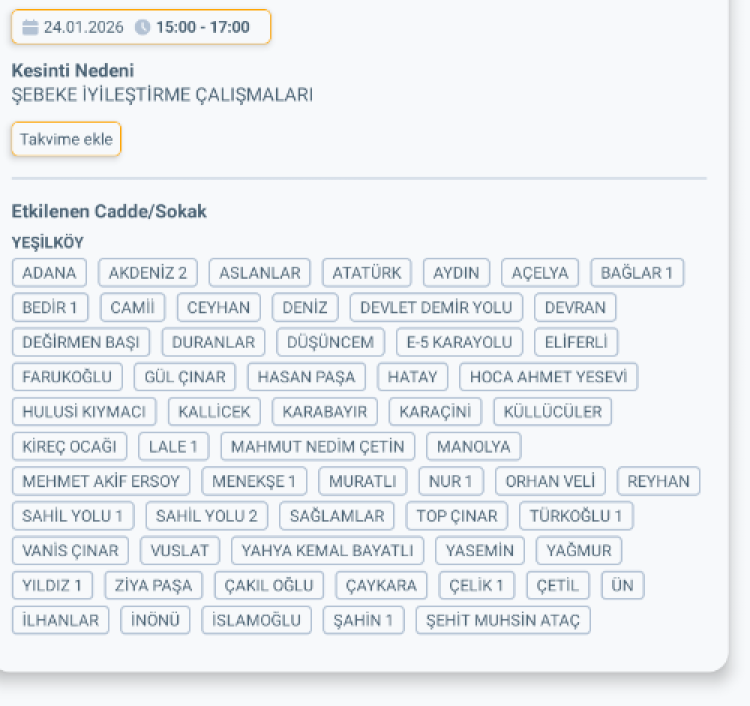 HATAY DÖRTYOL'DA ELEKTRİK KESİNTİSİ