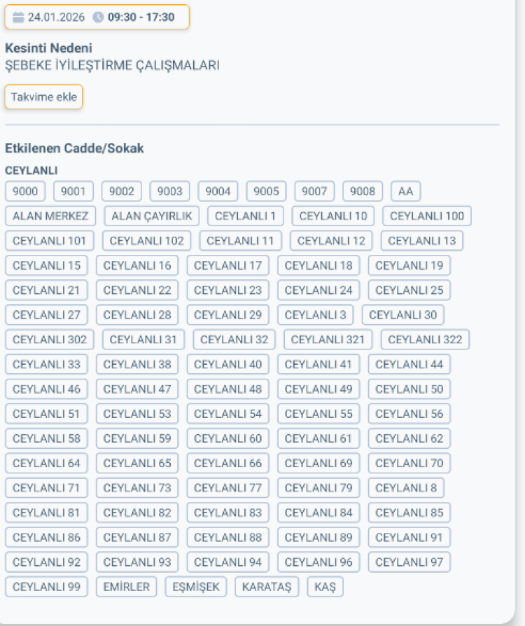 HATAY KIRIKHAN'DA ELEKTRİK KESİNTİSİ