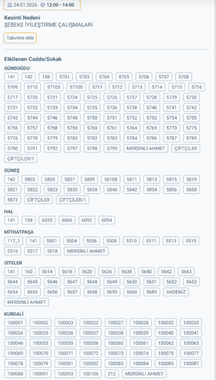 MERSİN TOROSLAR'DA ELEKTRİK KESİNTİSİ