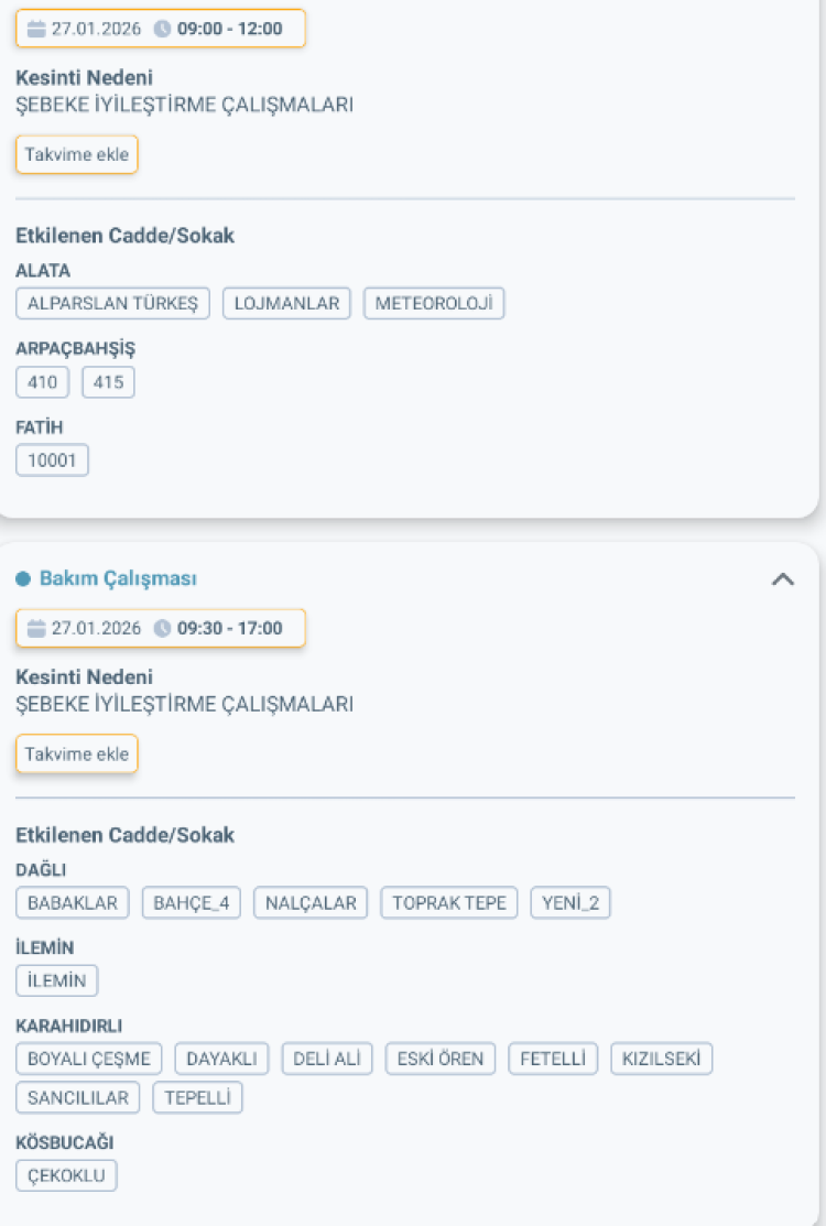 MERSİN ERDEMLİ'DE ELEKTRİK KESİNTİSİ