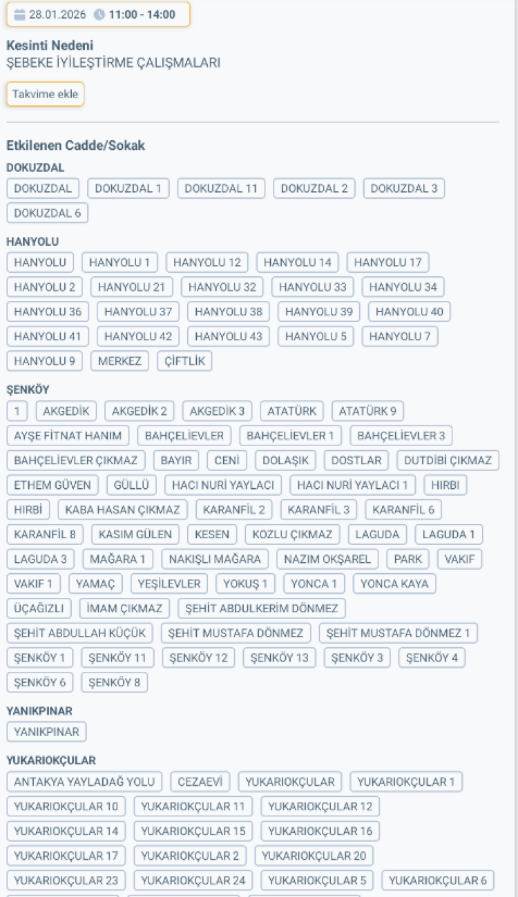 HATAY ALTINÖZÜ'DE ELEKTRİK KESİNTİSİ