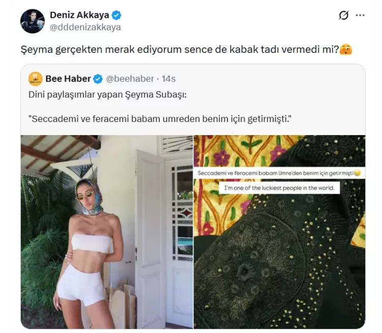 Şeyma Subaşı’nın dini paylaşımları gündemde Ferace ve seccade paylaşımı dikkat çekti 3