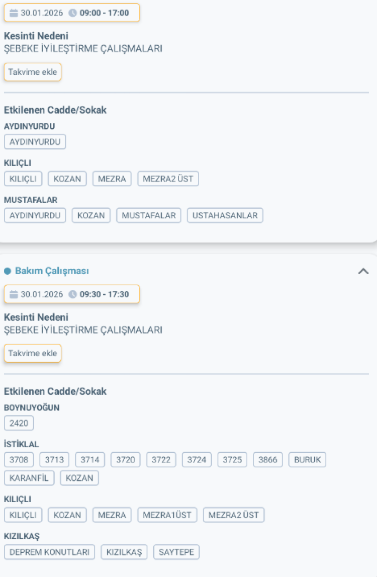 ADANA SARIÇAM'DA ELEKTRİK KESİNTİSİ
