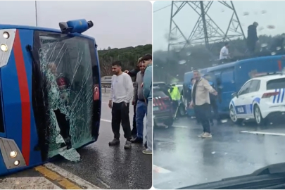 Hasdal Yolu’nda cezaevi aracı devrildi