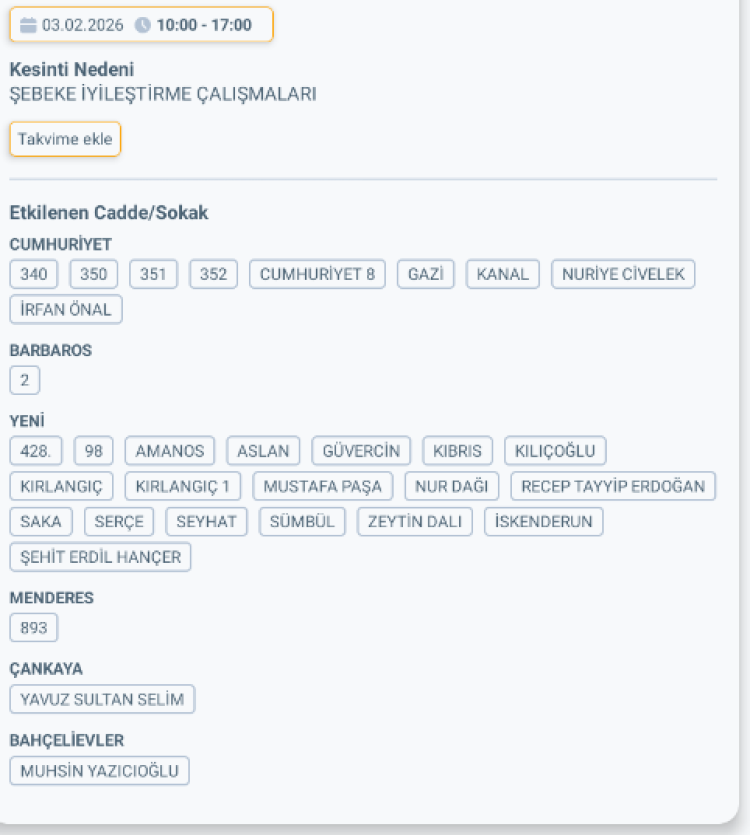 HATAY KIRIKHAN'DA ELEKTRİK KESİNTİSİ