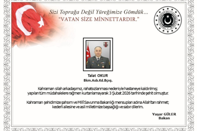 Milli Savunma Bakanlığı, Talat Okur’un şehit olduğunu duyurdu