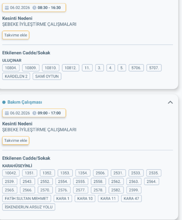 HATAY ARSUZ'DA ELEKTRİK KESİNTİSİ