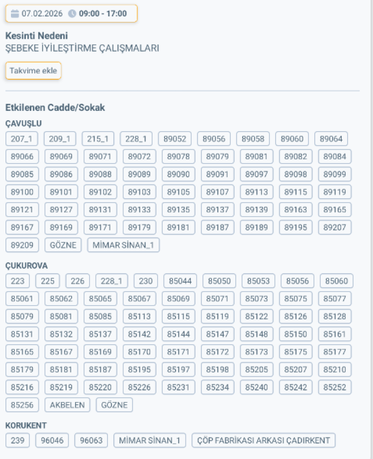 MERSİN TOROSLAR'DA ELEKTRİK KESİNTİSİ