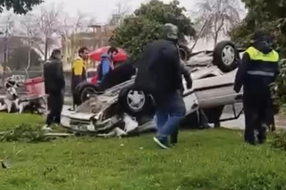 Adana’da feci kaza: Otomobil takla attı, 1 kişi yaralandı