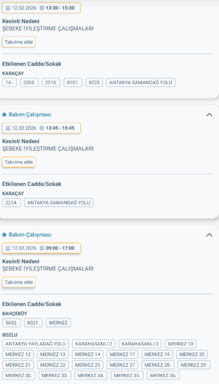 HATAY SAMANDAĞ'DA ELEKTRİK KESİNTİSİ