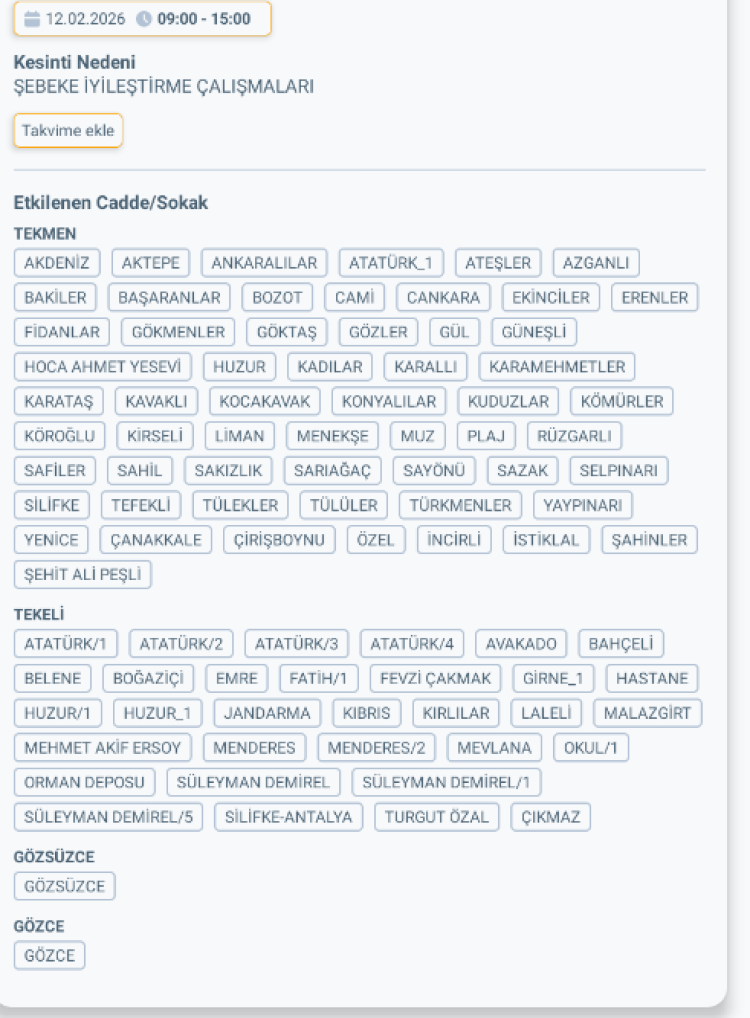 MERSİN BOZYAZI'DA ELEKTRİK KESİNTİSİ