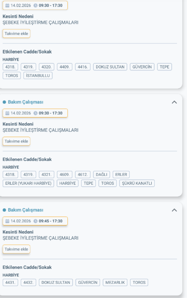 HATAY DEFNE'DE ELEKTRİK KESİNTİSİ