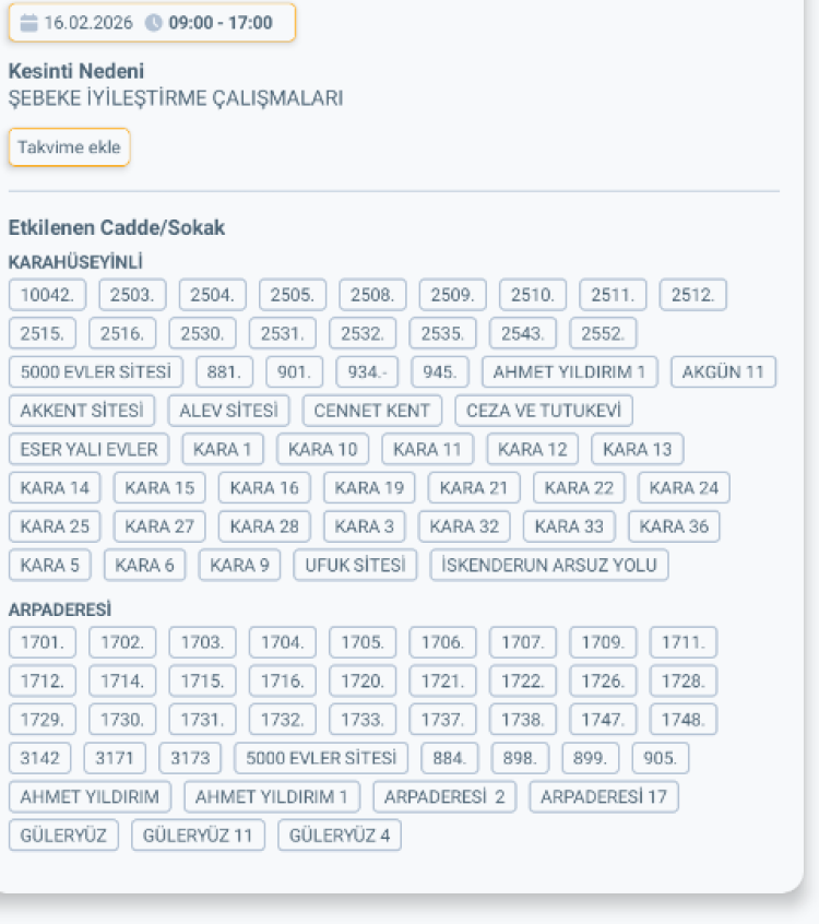 HATAY ARSUZ'DA ELEKTRİK KESİNTİSİ