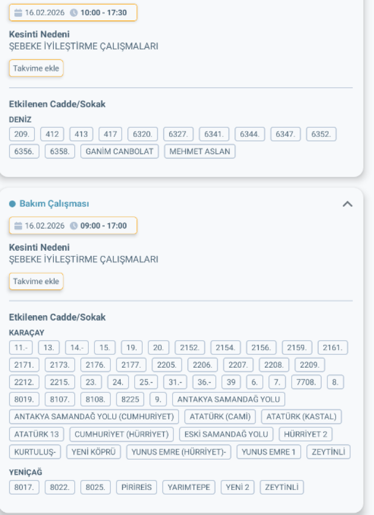 HATAY SAMANDAĞ'DA ELEKTRİK KESİNTİSİ