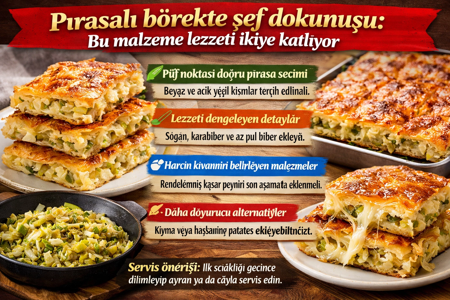 Pırasalı börekte şef dokunuşu: Bu malzeme lezzeti ikiye katlıyor