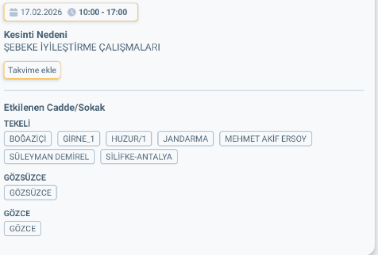 MERSİN BOZYAZI'DA ELEKTRİK KESİNTİSİ