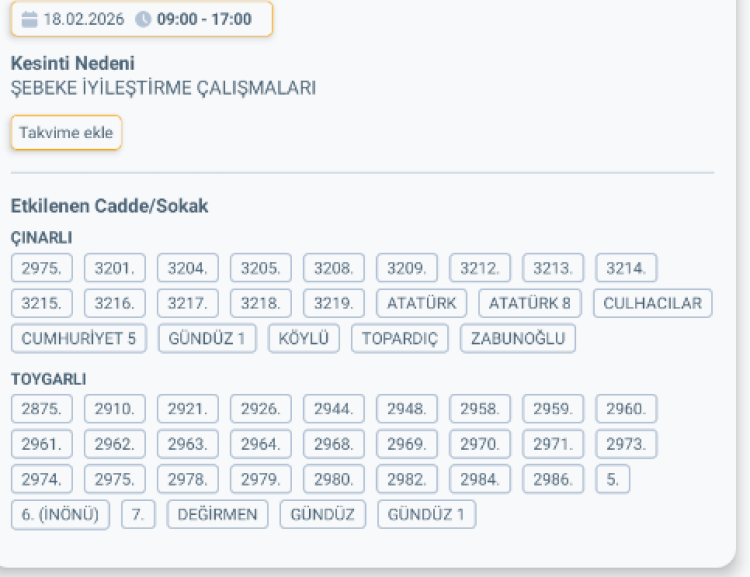 HATAY DEFNE'DE ELEKTRİK KESİNTİSİ