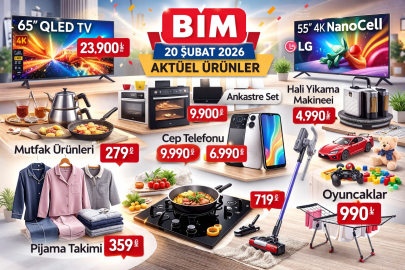 BİM 20 ŞUBAT CUMA AKTÜEL KATALOĞU: QLED TV, CEP TELEFONU, ANKASTRE SET VE PİJAMA TAKIMI İNDİRİMDE