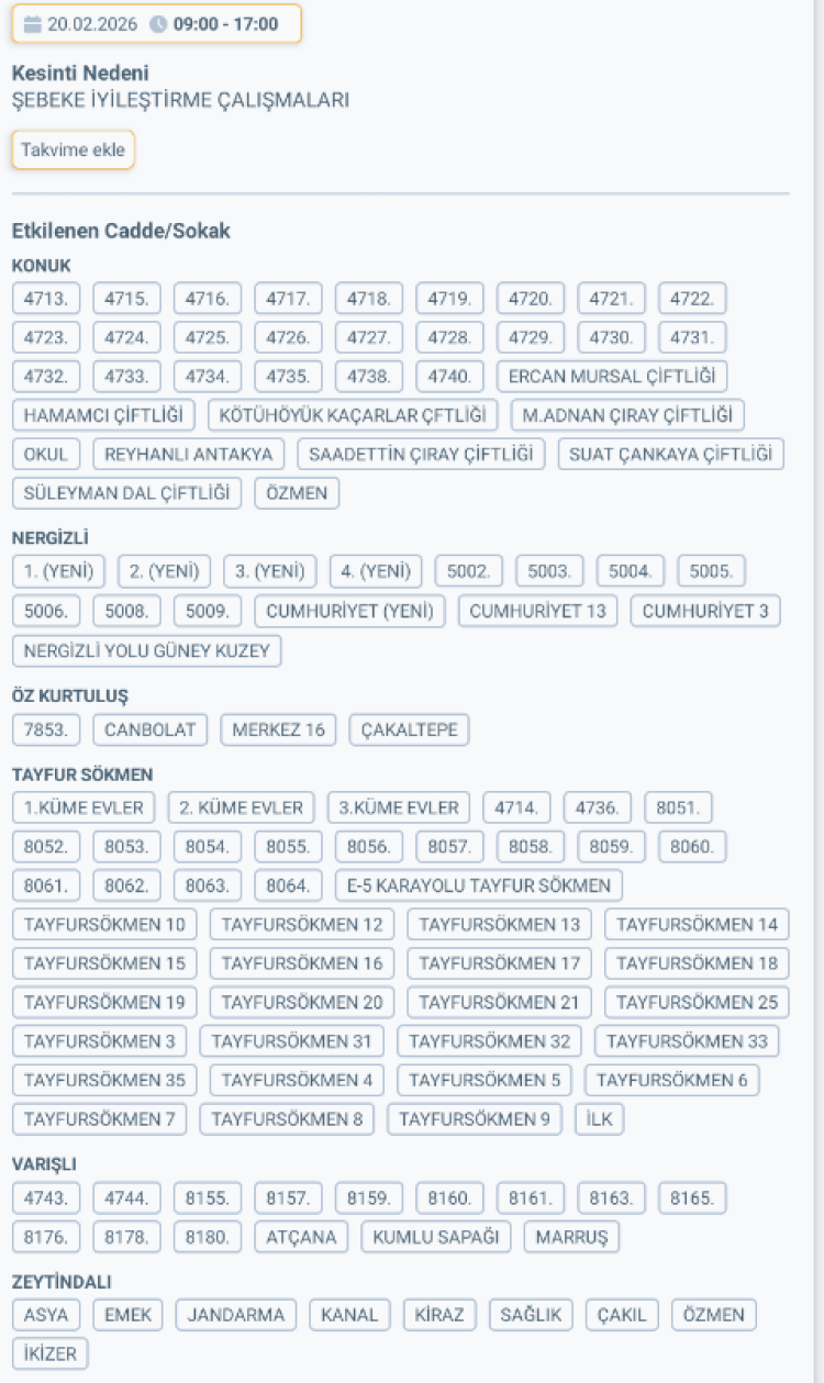 HATAY REYHANLI'DA ELEKTRİK KESİNTİSİ