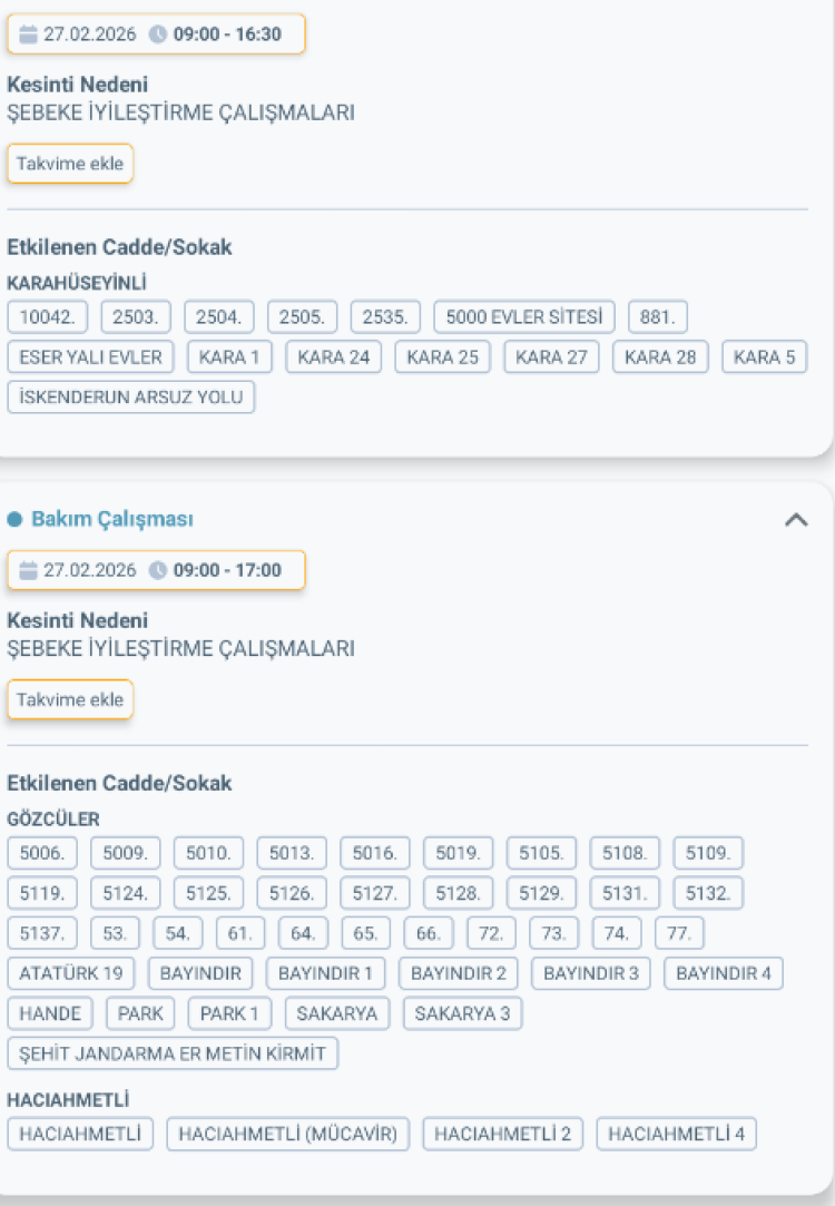 HATAY ARSUZ'DA ELEKTRİK KESİNTİSİ