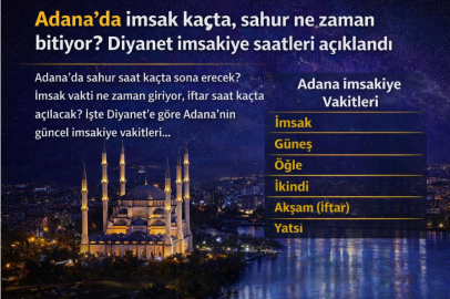 1 Mart 2026 Adana’da imsak kaçta, sahur ne zaman başlıyor? Diyanet imsakiye saatleri açıklandı